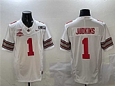 Men's Ohio State Buckeyes #1 Quinshon Judkins White 2025 CFP Final With National Champions Patch F.U.S.E. Vapor Limited Stitched Football Jersey,baseball caps,new era cap wholesale,wholesale hats